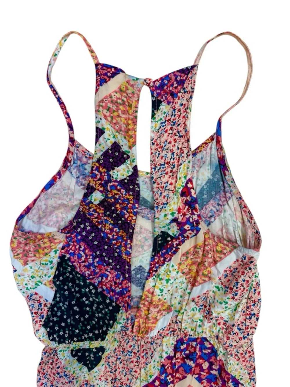 Colorful Sundress Side Slits Floral Slip Maxi Dress- Feminine, Hippie Boho S/M - Picture 7 of 11